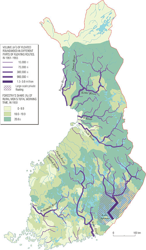 12. Metsäteollisuus karttakuvan muokkaajana – Skogsindustrin förändrar  kartbildet 